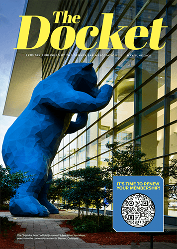 The cover of The Docket, May/June 2021