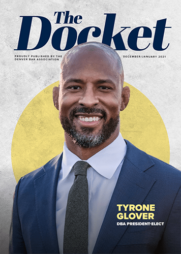 The cover of The Docket, December/January 2020-2021