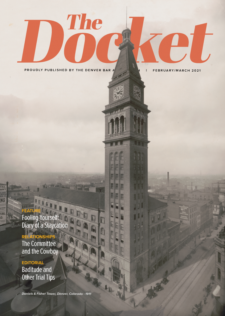 The cover of The Docket, February/March 2021